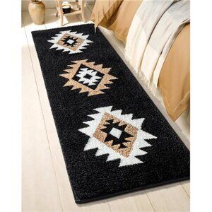 NEW Black Boho Area Runner Rug